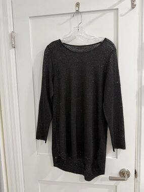 No Brand black woven sequin high low tunic (fair condition, no tag, fits like m)